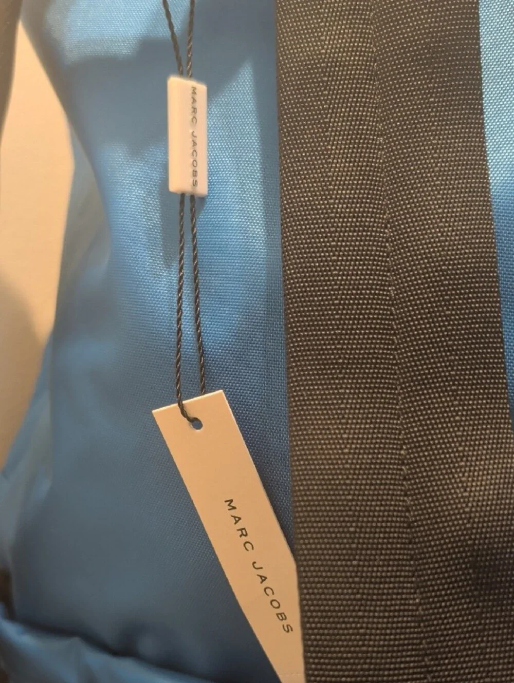 Marc Jacobs Bright Blue Logo Nylon Backpack with White Lettering